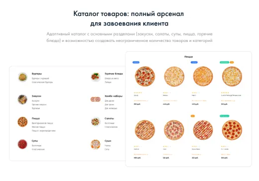 INTEC.Food - магазин доставки еды, суши, пиццы с корзиной и оплатой. Сайт для ресторанов и кафе